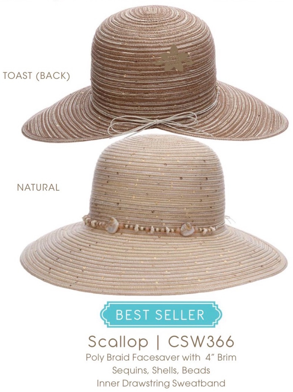 Capelli Straworld Scallop Brim Sun Hat Natural Color